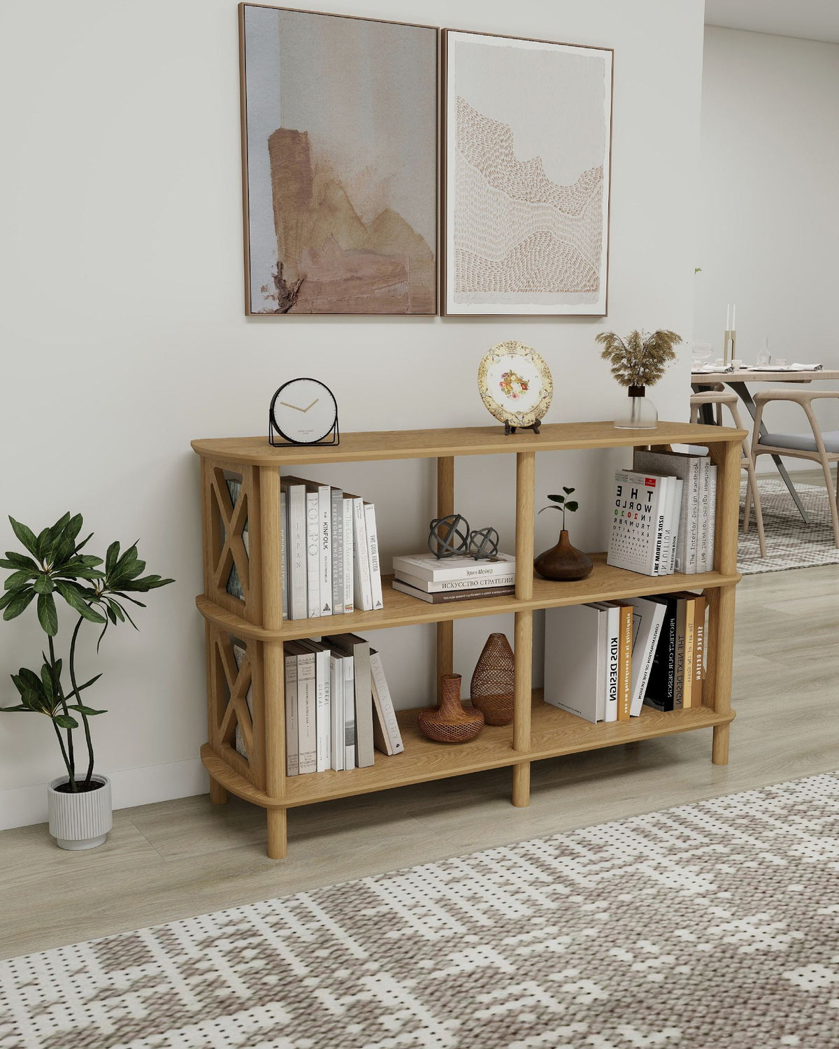 Βιβλιοθήκη Rineia Δρυς 80x38x79 εκ. MDF