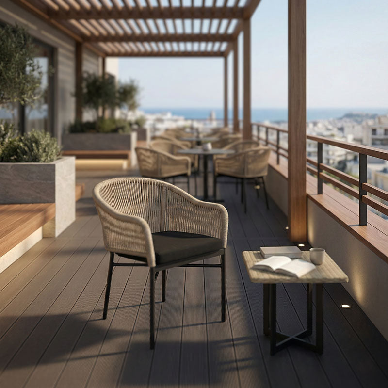 Πολυθρόνα αλουμινίου Legana  ανθρακί σκελετός--pe rattan σε φυσική απόχρωση 56x66x82εκ - Image 2