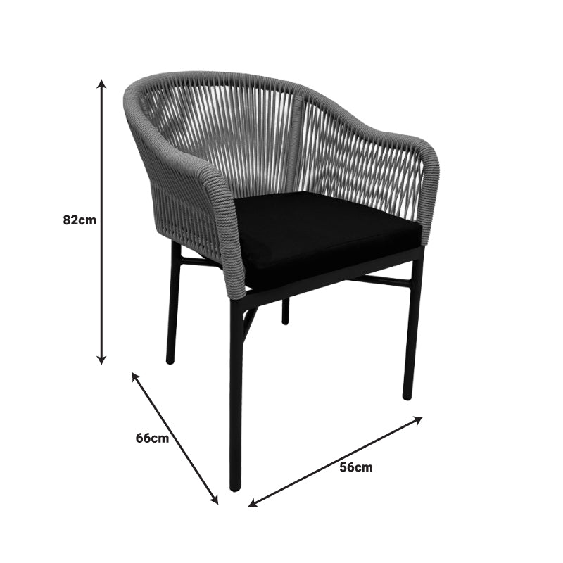 Πολυθρόνα αλουμινίου Legana  ανθρακί σκελετός--pe rattan σε φυσική απόχρωση 56x66x82εκ - Image 7