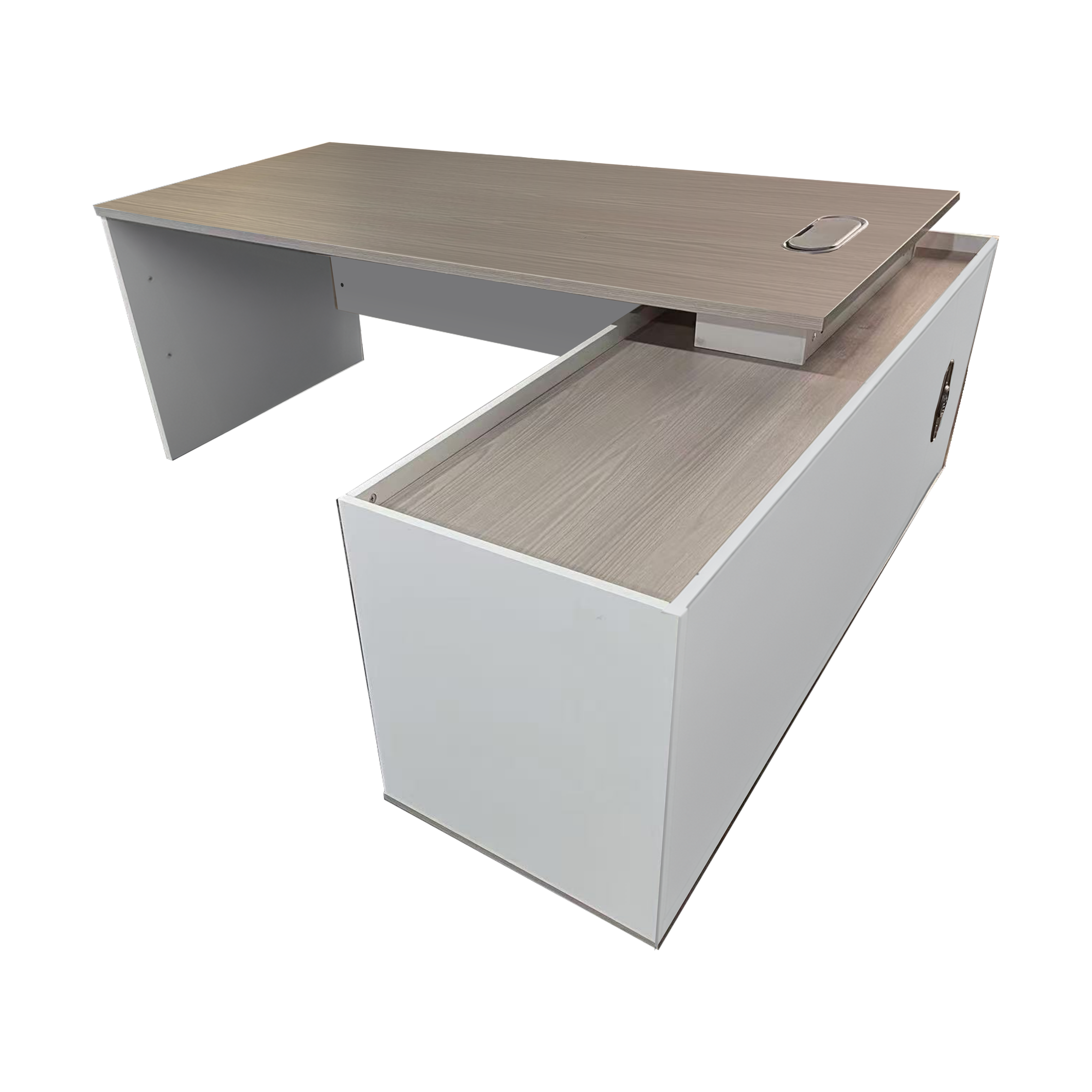 Γραφείο εργασίας επαγγελματικό αναστρέψιμο Armadi  γωνιακό σε sonoma-λευκή απόχρωση 180x80x75εκ - Image 3