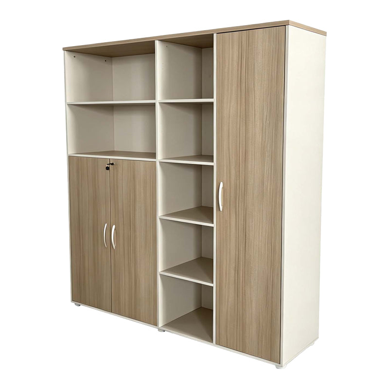 Βιβλιοθήκη γραφείου Jabari  σε oak-μπεζ απόχρωση 160x40x200εκ - Pakobazaar
