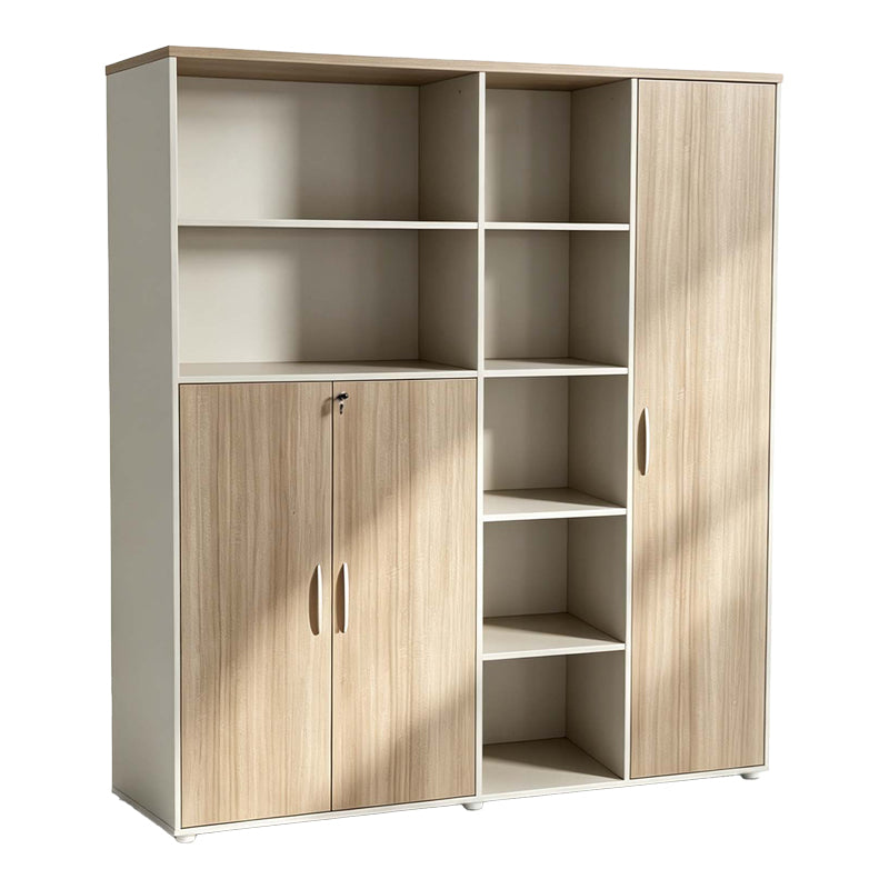 Βιβλιοθήκη γραφείου Jabari  σε oak-μπεζ απόχρωση 160x40x200εκ - Pakobazaar