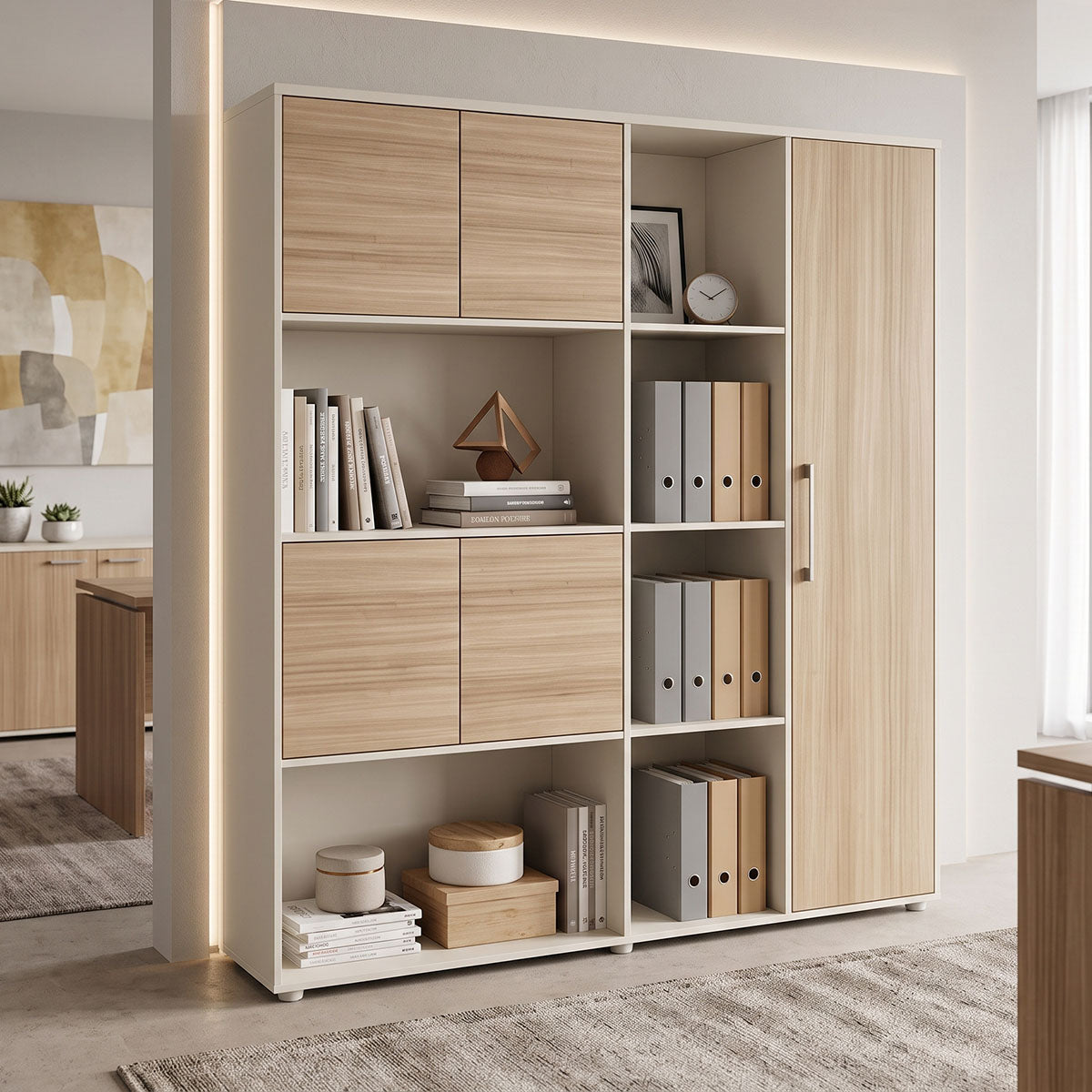 Βιβλιοθήκη γραφείου Stark  μπεζ oak 160x40x200εκ - Pakobazaar