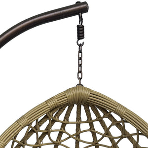 Κούνια φωλιά με βάση Lyere  μέταλλο καφέ-pe rattan σε μπεζ απόχρωση 120x108x195εκ - Image 6