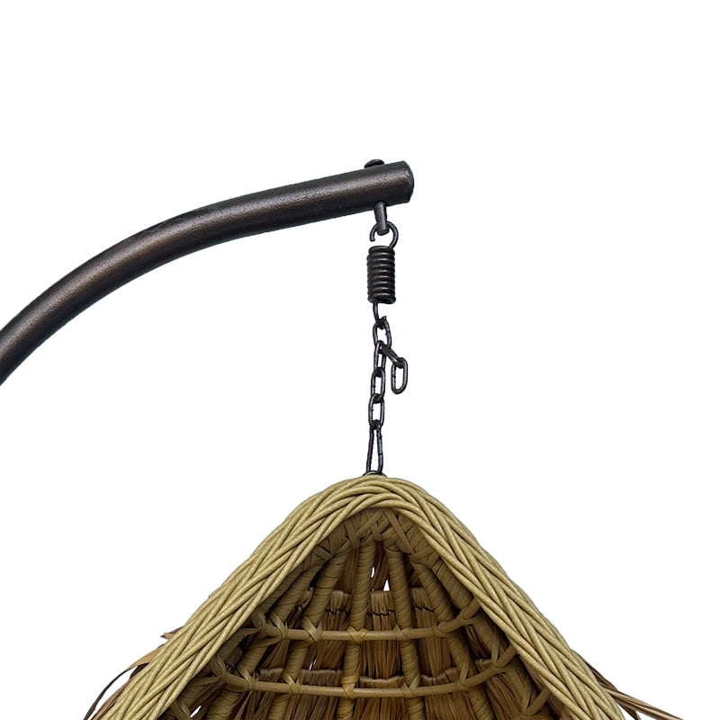 Κούνια φωλιά με βάση Varur  μέταλλο καφέ - pe rattan σε μπεζ απόχρωση 120x105x195εκ - Image 6