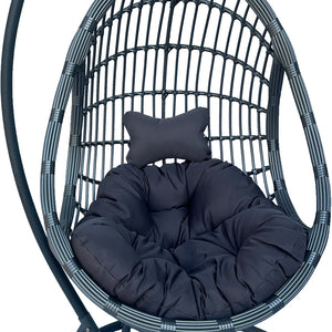 Κούνια φωλιά με βάση Cungo  μέταλλο ανθρακί pe rattan σε γκρι απόχρωση 125x105x195εκ - Pakobazaar
