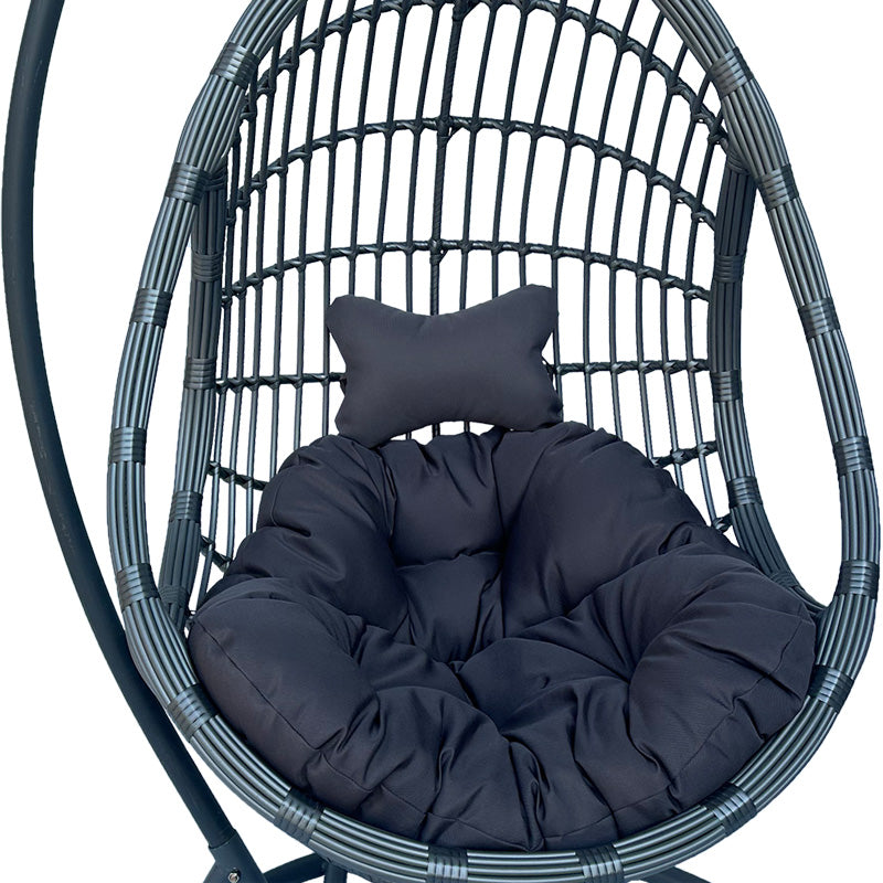 Κούνια φωλιά με βάση Cungo  μέταλλο ανθρακί pe rattan σε γκρι απόχρωση 125x105x195εκ - Pakobazaar