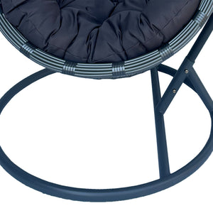 Κούνια φωλιά με βάση Cungo  μέταλλο ανθρακί pe rattan σε γκρι απόχρωση 125x105x195εκ - Pakobazaar