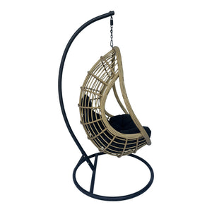 Κούνια φωλιά με βάση Cungo  μέταλλο ανθρακί pe rattan σε γκρι απόχρωση 125x105x195εκ - Pakobazaar