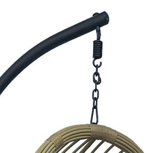 Κούνια φωλιά με βάση Cungo  μέταλλο μαύρο- pe rattan μπεζ με μαύρο μαξιλάρι 125x105x195εκ - Pakobazaar