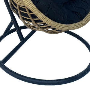 Κούνια φωλιά με βάση Cungo  μέταλλο μαύρο- pe rattan μπεζ με μαύρο μαξιλάρι 125x105x195εκ - Pakobazaar