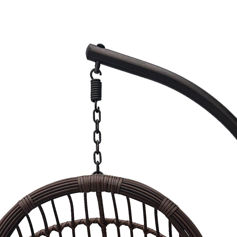 Κούνια φωλιά με βάση Cungo  μέταλλο καφέ- pe rattan καφέ με μπεζ μαξιλάρι 125x105x195εκ - Pakobazaar