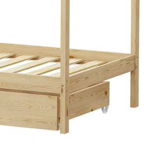 Παιδικό κρεβάτι Mellin τ. Montessori με 2 συρτάρια  ξύλο πεύκου σε φυσική απόχρωση 90x190εκ - Pakobazaar