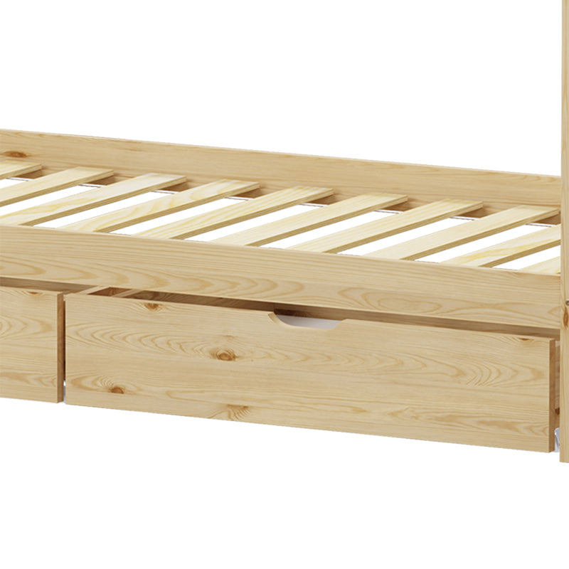 Παιδικό κρεβάτι Mellin τ. Montessori με 2 συρτάρια  ξύλο πεύκου σε φυσική απόχρωση 90x190εκ - Pakobazaar