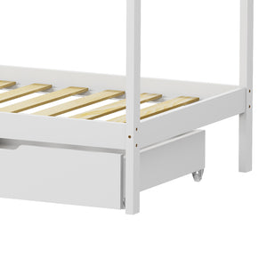 Παιδικό κρεβάτι Mellin τ. Montessori με 2 συρτάρια  ξύλο πεύκου σε λευκή απόχρωση 90x190εκ - Pakobazaar