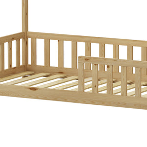Παιδικό κρεβάτι Callan τ. Montessori με κιγκλίδωμα  ξύλο πεύκου σε φυσική απόχρωση 90x190εκ - Pakobazaar
