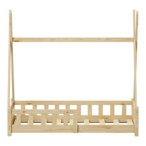 Παιδικό κρεβάτι Noam τ. Montessori με κιγκλίδωμα  ξύλο πεύκου σε φυσική απόχρωση 70x140εκ - Pakobazaar