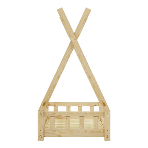 Παιδικό κρεβάτι Noam τ. Montessori με κιγκλίδωμα  ξύλο πεύκου σε φυσική απόχρωση 70x140εκ - Pakobazaar