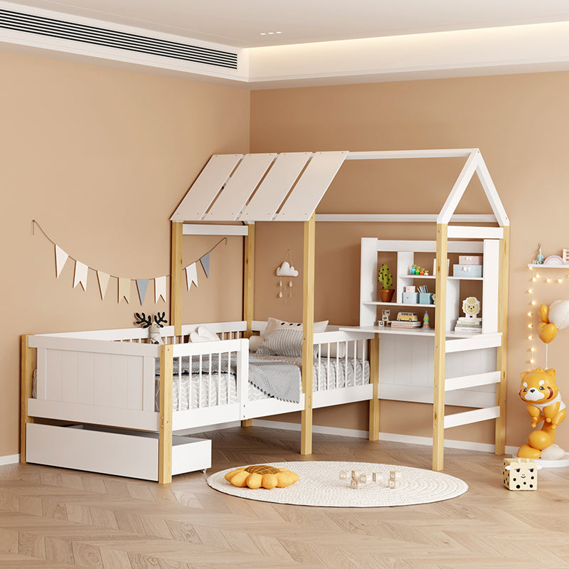Παιδικό κρεβάτι Bedria  τ. Montessori ξύλο σε λευκή-φυσική απόχρωση 90x190εκ - Pakobazaar