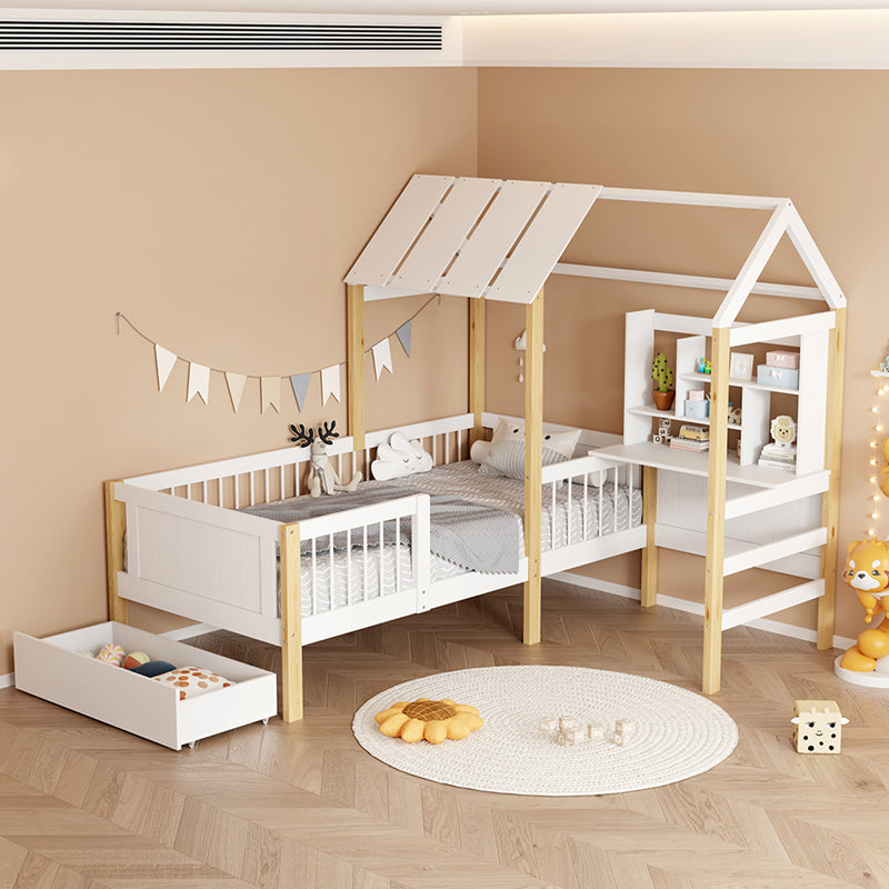 Παιδικό κρεβάτι Bedria  τ. Montessori ξύλο σε λευκή-φυσική απόχρωση 90x190εκ - Pakobazaar