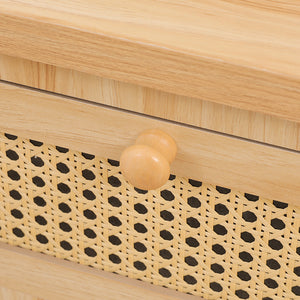 Συρταριέρα Scandy  ξύλο πεύκου-rattan σε φυσική απόχρωση 34.5x26x78.5εκ - Pakobazaar