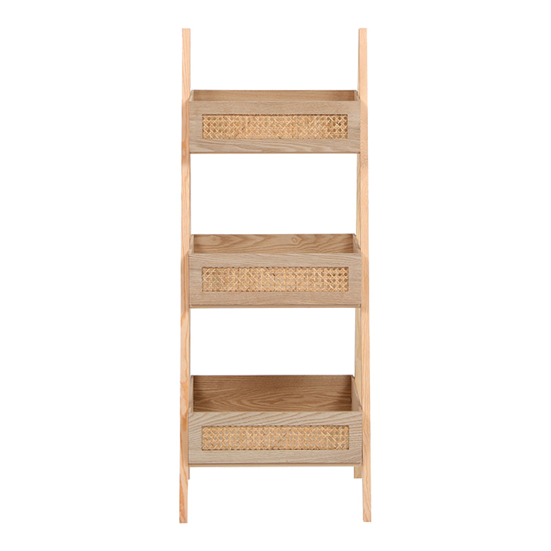 Ραφιέρα επιδαπέδια 3όροφη Scandy  mdf-rattan σε φυσική απόχρωση 44x37x110εκ
