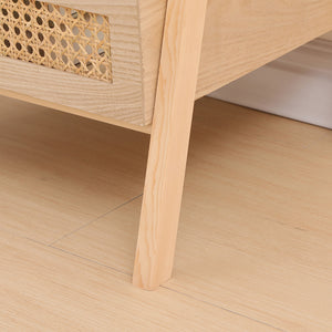 Ραφιέρα επιδαπέδια 3όροφη Scandy  mdf-rattan σε φυσική απόχρωση 44x37x110εκ - Pakobazaar
