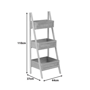 Ραφιέρα επιδαπέδια 3όροφη Scandy  mdf-rattan σε φυσική απόχρωση 44x37x110εκ - Pakobazaar