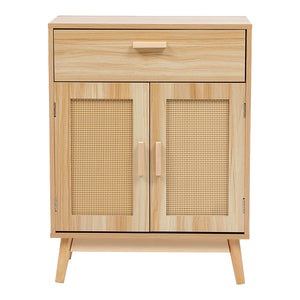 Μπουφές Scandy  ξύλο πεύκου-rattan σε φυσική απόχρωση 60x30x80εκ - Pakobazaar