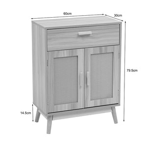 Μπουφές Scandy  ξύλο πεύκου-rattan σε φυσική απόχρωση 60x30x80εκ - Pakobazaar