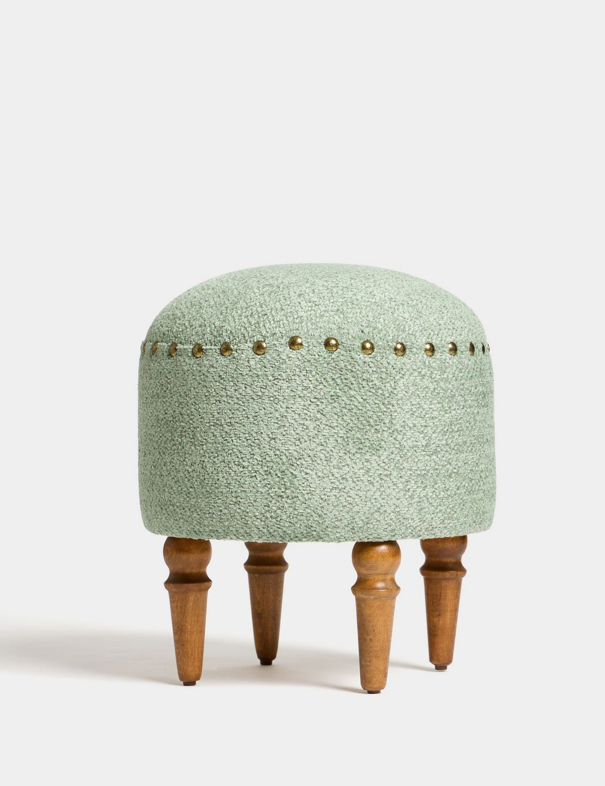 Σκαμπό Πουφ Poros Matcha - Καρυδί 38x38x48 εκ.
