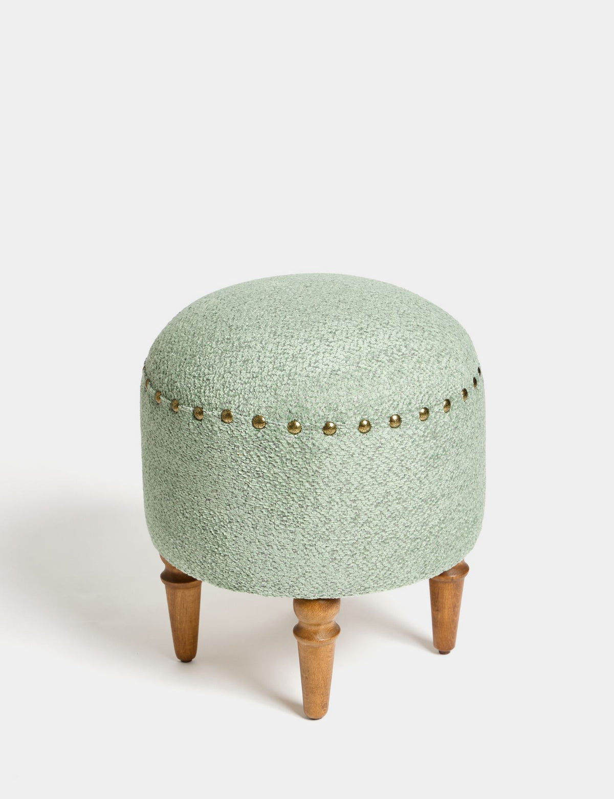 Σκαμπό Πουφ Poros Matcha - Καρυδί 38x38x48 εκ.