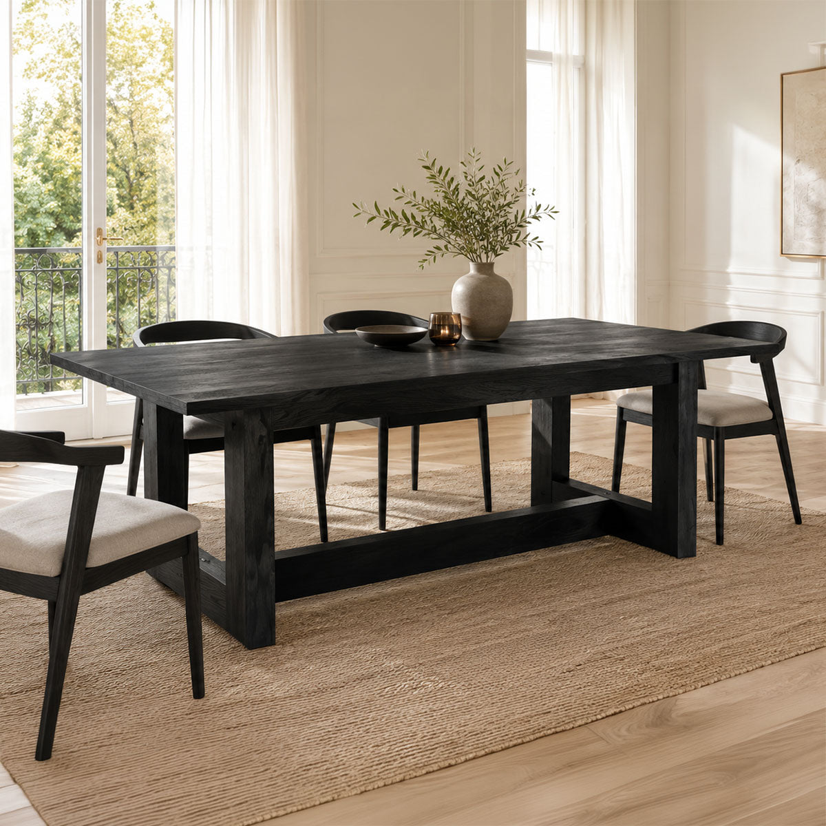 Τραπέζι Senza  μαύρο μάνγκο ξύλο 180x90x76εκ - Pakobazaar