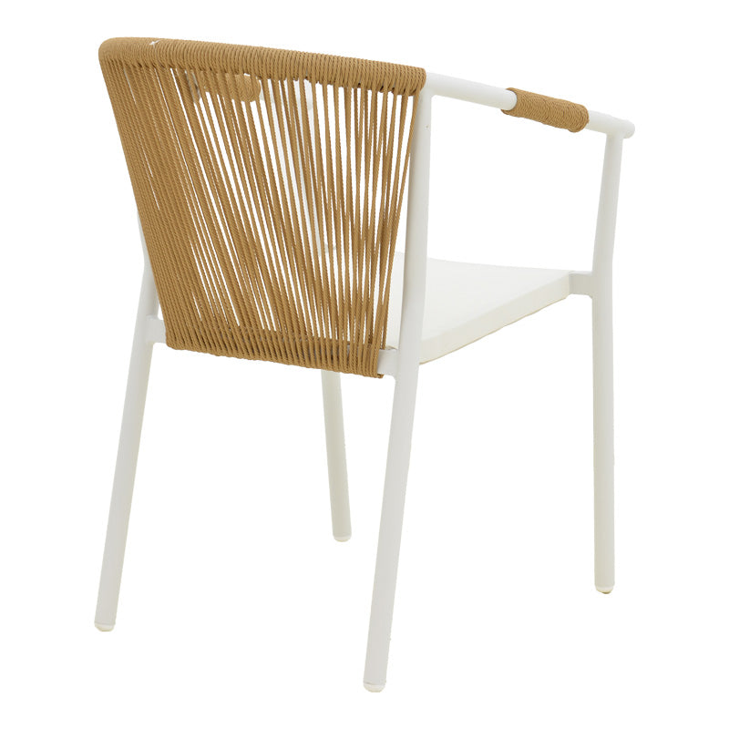 Πολυθρόνα στοιβαζόμενη Convince  αλουμίνιο λευκό σκελετό-textilene-pe rattan σε φυσική απόχρωση 56x63x82εκ - Image 3