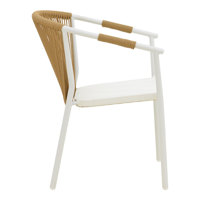 Πολυθρόνα στοιβαζόμενη Convince  αλουμίνιο λευκό σκελετό-textilene-pe rattan σε φυσική απόχρωση 56x63x82εκ - Image 4