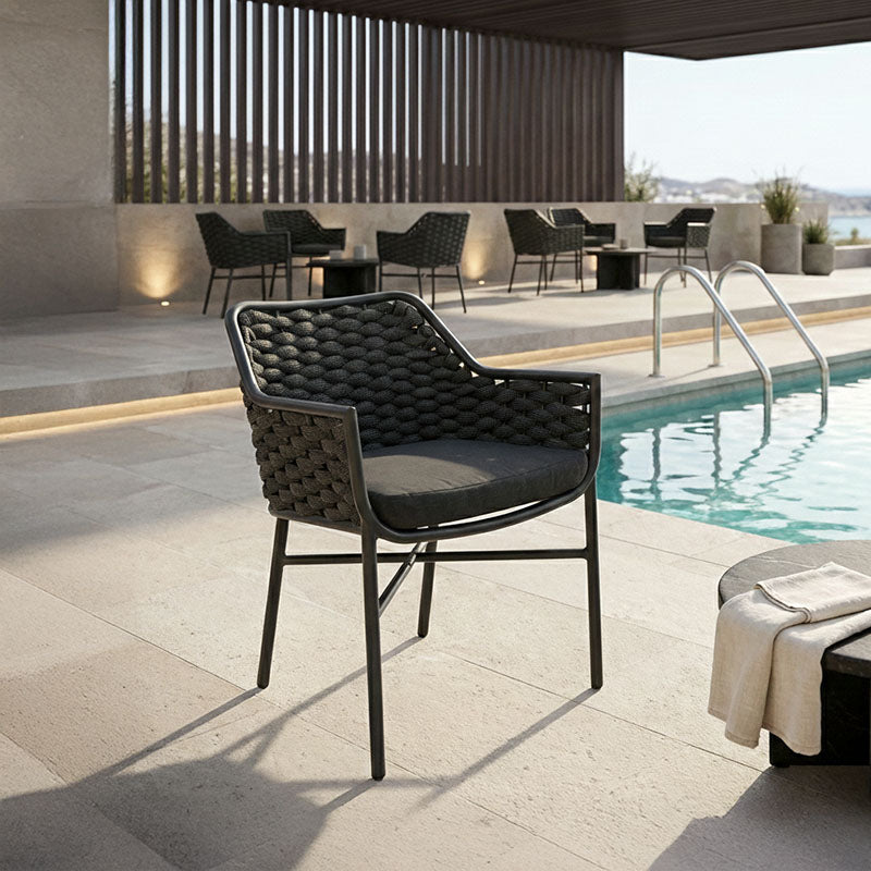 Πολυθρόνα Ortegia  αλουμινίου με ανθρακί σκελετό και σχοινί 57x62x82εκ - Image 2