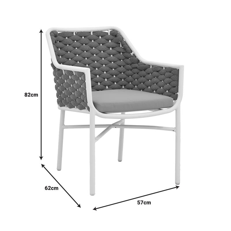 Πολυθρόνα Ortegia  αλουμίνιο με λευκό σκελετό- χακί σχοινί 57x62x82εκ - Image 3