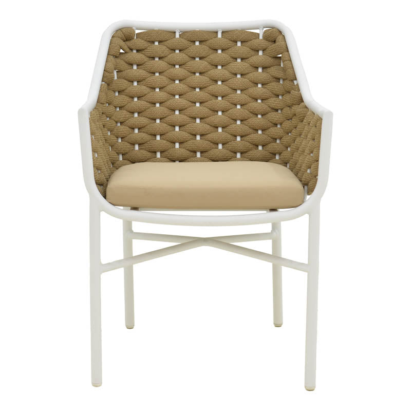 Πολυθρόνα Ortegia  αλουμίνιο με λευκό σκελετό- χακί σχοινί 57x62x82εκ - Image 5