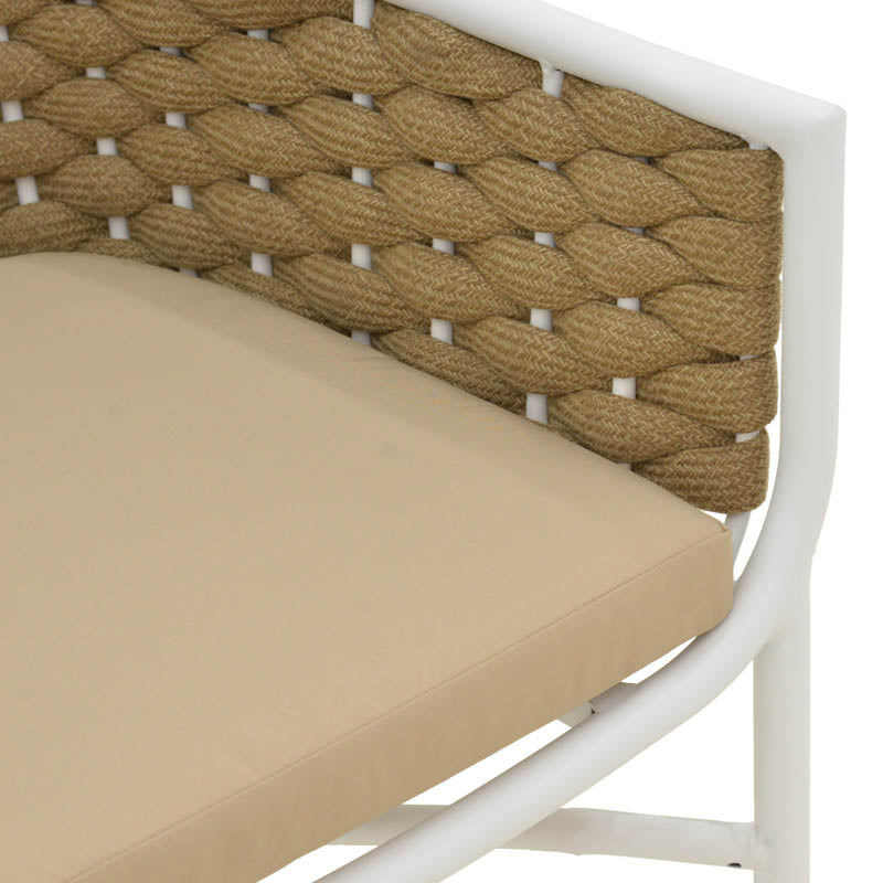 Πολυθρόνα Ortegia  αλουμίνιο με λευκό σκελετό- χακί σχοινί 57x62x82εκ - Image 9