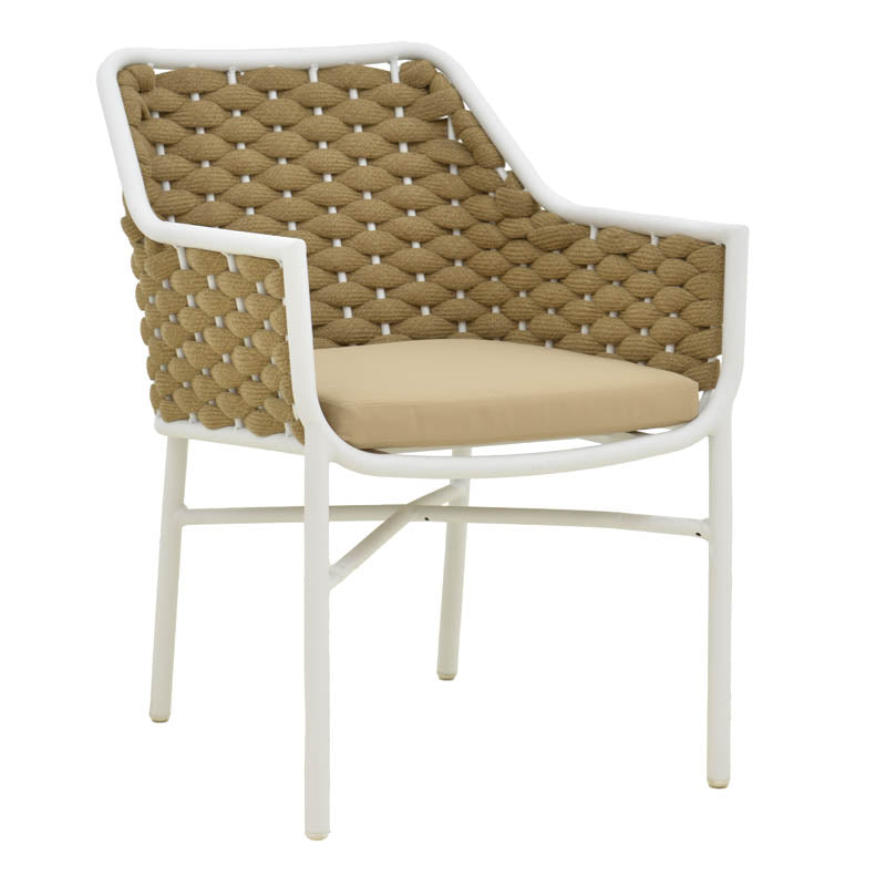 Πολυθρόνα Ortegia  αλουμίνιο με λευκό σκελετό- χακί σχοινί 57x62x82εκ - Image 1