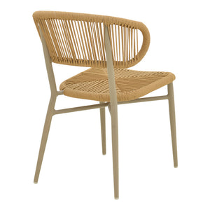 Καρέκλα στοιβαζόμενη Agus  αλουμίνιο καφέ-pe rattan σε φυσική απόχρωση 55x63x77εκ - Pakobazaar