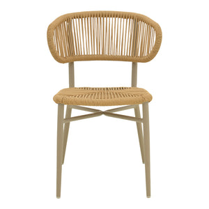 Καρέκλα στοιβαζόμενη Agus  αλουμίνιο καφέ-pe rattan σε φυσική απόχρωση 55x63x77εκ - Pakobazaar