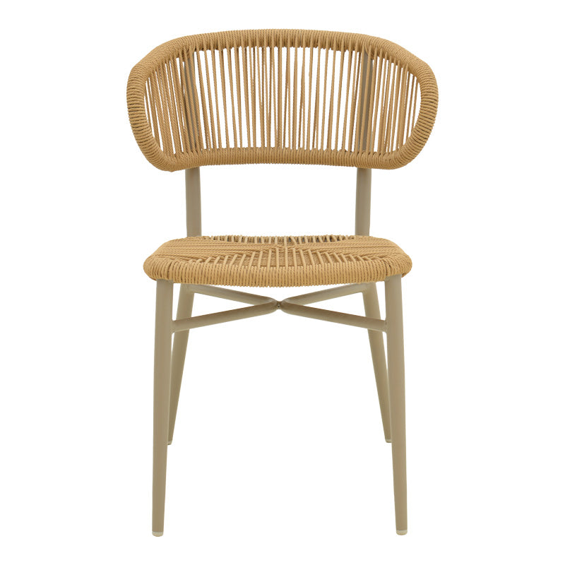 Καρέκλα στοιβαζόμενη Agus  αλουμίνιο καφέ-pe rattan σε φυσική απόχρωση 55x63x77εκ - Pakobazaar