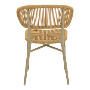 Καρέκλα στοιβαζόμενη Agus  αλουμίνιο καφέ-pe rattan σε φυσική απόχρωση 55x63x77εκ - Pakobazaar
