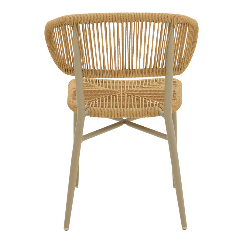 Καρέκλα στοιβαζόμενη Agus  αλουμίνιο καφέ-pe rattan σε φυσική απόχρωση 55x63x77εκ - Pakobazaar