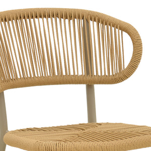 Καρέκλα στοιβαζόμενη Agus  αλουμίνιο καφέ-pe rattan σε φυσική απόχρωση 55x63x77εκ - Pakobazaar