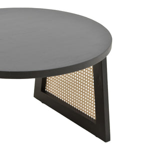 Τραπέζι Tamarind  ξύλο mango-φυσικό rattan σε μαύρη απόχρωση Φ65x40εκ - Pakobazaar