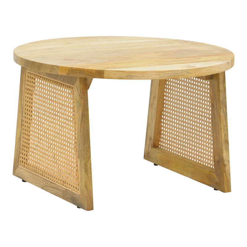 Τραπέζι Tamarind  ξύλο mango-φυσικό rattan σε φυσική απόχρωση Φ65x40εκ - Pakobazaar