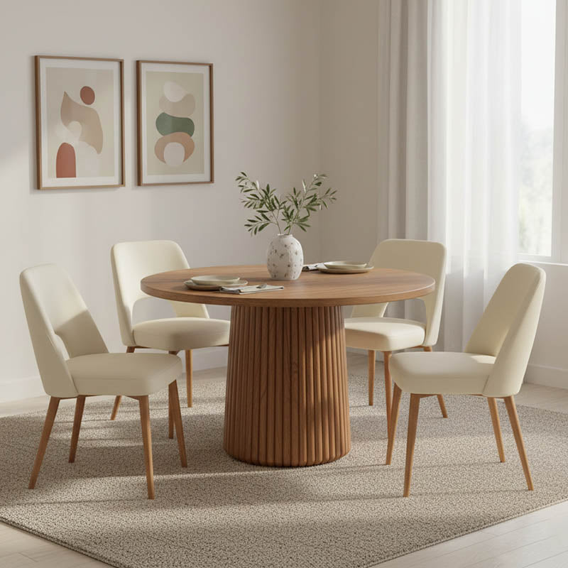 Τραπέζι Tully  μασίφ ξύλο ακακίας σε καρυδί απόχρωση Φ120x75εκ - Image 1