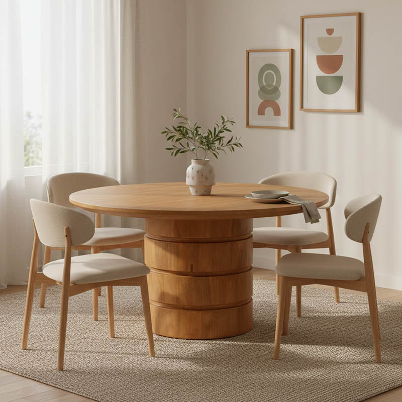 Τραπέζι Charmy  μασίφ ξύλο mango σε φυσική απόχρωση Φ130x76εκ